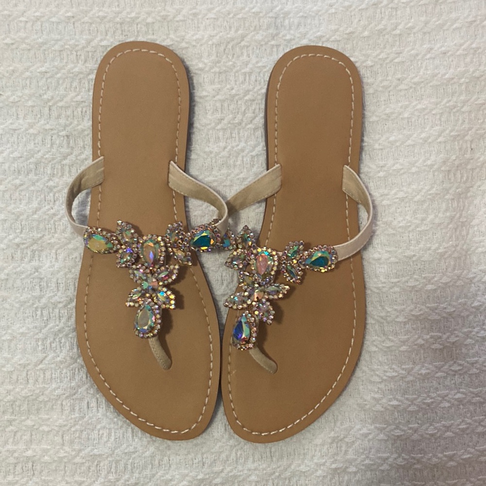 Women's Embellished Flat Sandals size 7.5